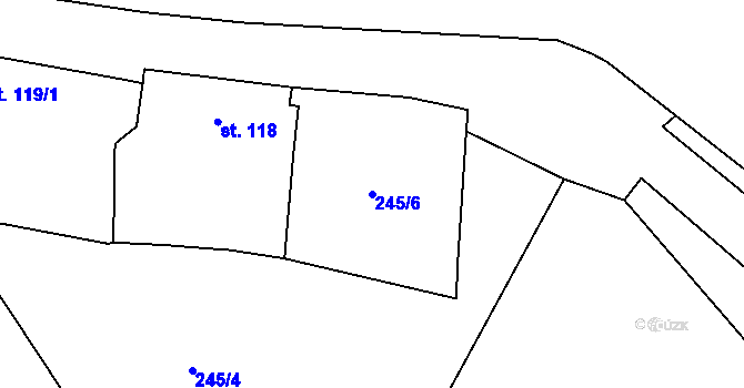 Parcela st. 245/6 v KÚ Štěkeň, Katastrální mapa
