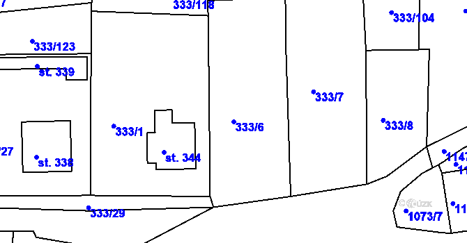 Parcela st. 333/6 v KÚ Štěkeň, Katastrální mapa