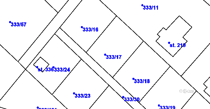 Parcela st. 333/17 v KÚ Štěkeň, Katastrální mapa