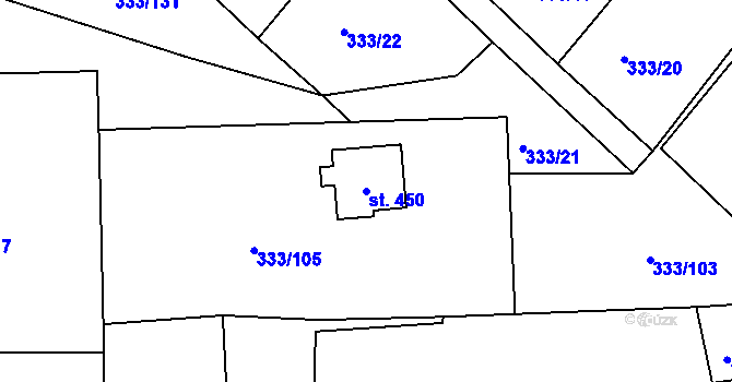 Parcela st. 450 v KÚ Štěkeň, Katastrální mapa