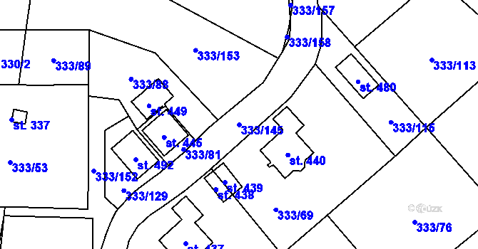 Parcela st. 333/145 v KÚ Štěkeň, Katastrální mapa