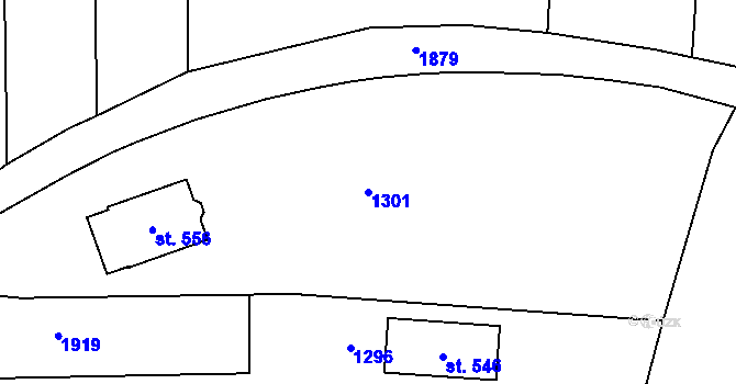 Parcela st. 1301 v KÚ Štěkeň, Katastrální mapa