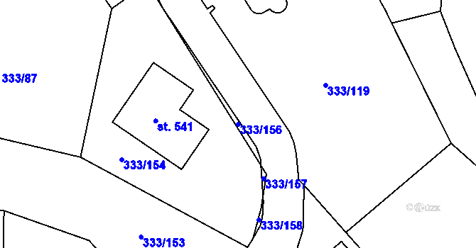 Parcela st. 333/156 v KÚ Štěkeň, Katastrální mapa