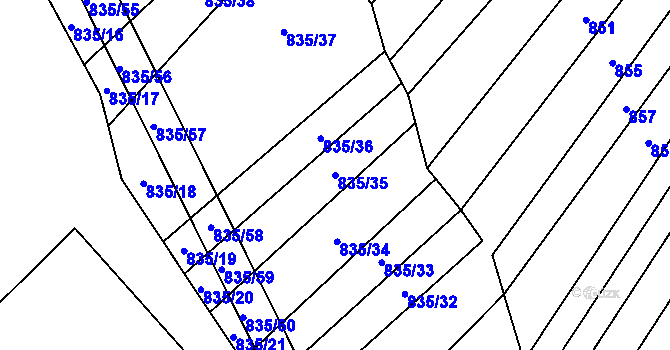 Parcela st. 835/35 v KÚ Štěměchy, Katastrální mapa