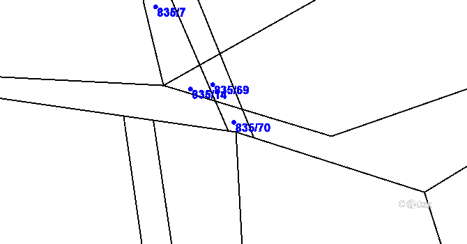 Parcela st. 835/70 v KÚ Štěměchy, Katastrální mapa