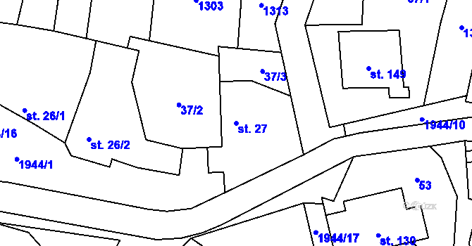 Parcela st. 27 v KÚ Štěměchy, Katastrální mapa