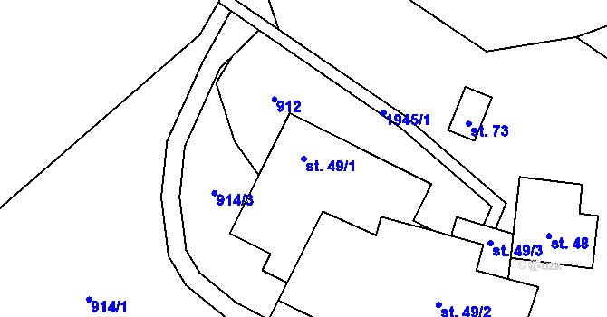 Parcela st. 49/1 v KÚ Štěměchy, Katastrální mapa