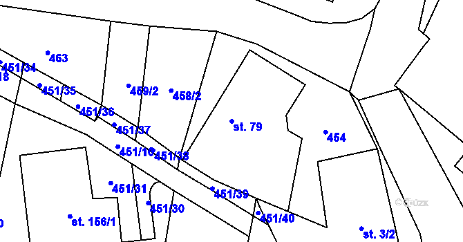Parcela st. 79 v KÚ Štěměchy, Katastrální mapa