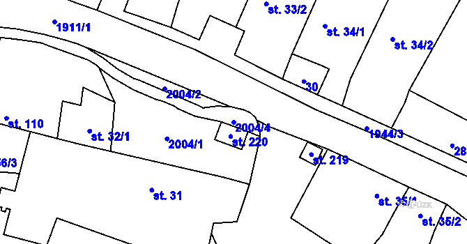 Parcela st. 2004/4 v KÚ Štěměchy, Katastrální mapa