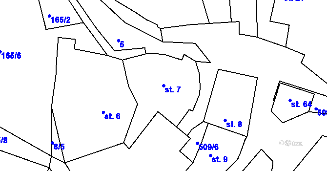 Parcela st. 7 v KÚ Mravín, Katastrální mapa