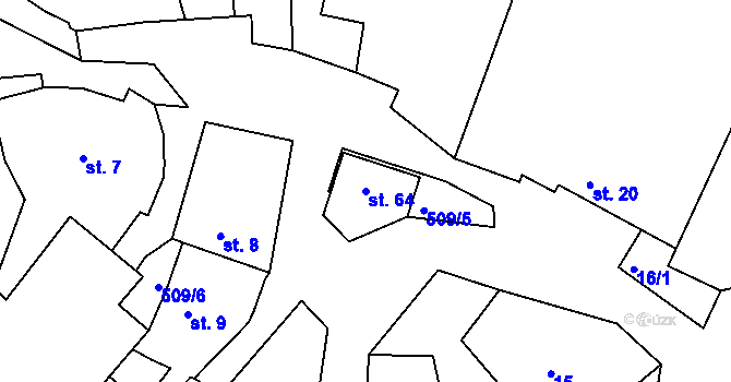 Parcela st. 64 v KÚ Mravín, Katastrální mapa