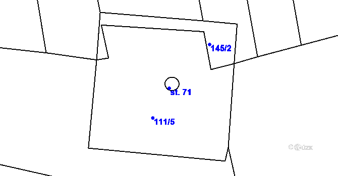 Parcela st. 71 v KÚ Mravín, Katastrální mapa