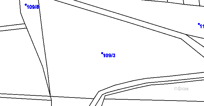 Parcela st. 109/3 v KÚ Mravín, Katastrální mapa