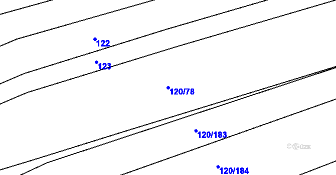 Parcela st. 120/78 v KÚ Mravín, Katastrální mapa