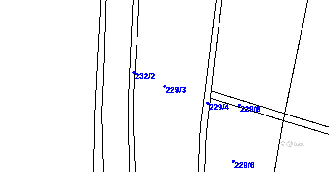 Parcela st. 229/3 v KÚ Mravín, Katastrální mapa