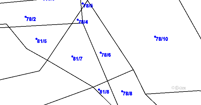 Parcela st. 78/6 v KÚ Mravín, Katastrální mapa