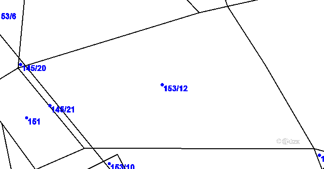 Parcela st. 153/12 v KÚ Mravín, Katastrální mapa