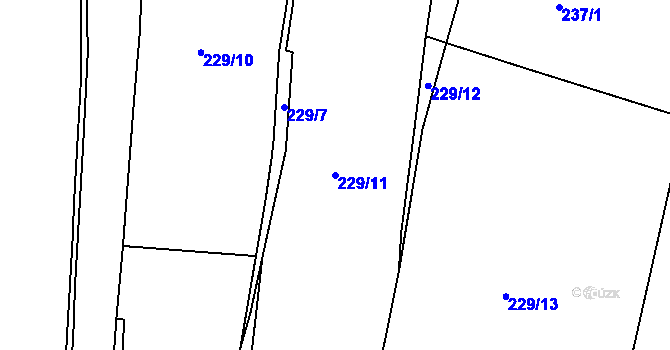 Parcela st. 229/11 v KÚ Mravín, Katastrální mapa