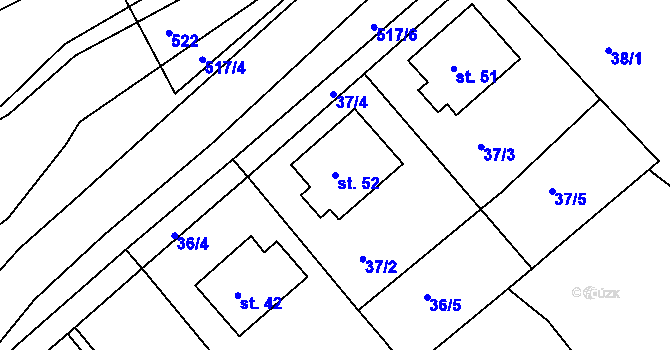 Parcela st. 52 v KÚ Štěnec, Katastrální mapa