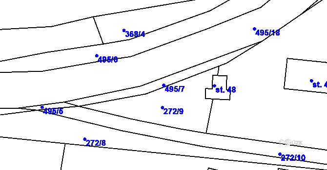 Parcela st. 495/7 v KÚ Štěnec, Katastrální mapa