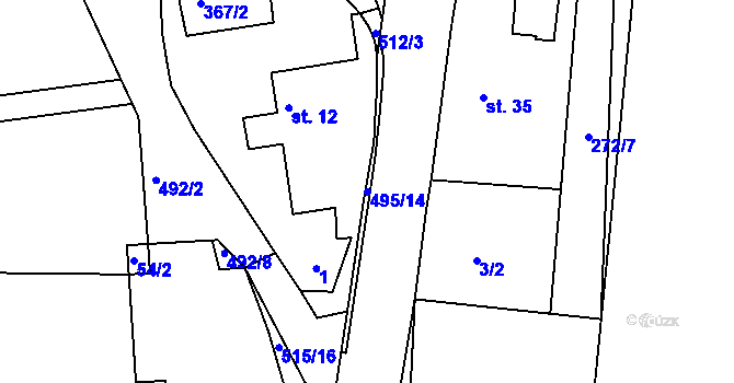 Parcela st. 495/14 v KÚ Štěnec, Katastrální mapa