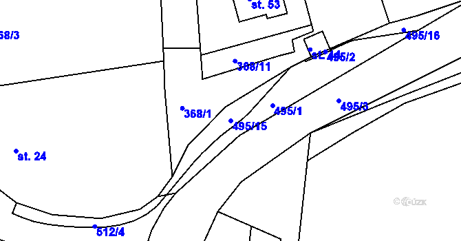 Parcela st. 495/15 v KÚ Štěnec, Katastrální mapa