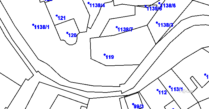 Parcela st. 119 v KÚ Štěnovice, Katastrální mapa