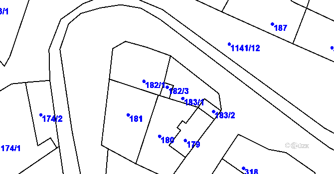 Parcela st. 182/3 v KÚ Štěnovice, Katastrální mapa