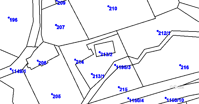 Parcela st. 213/2 v KÚ Štěnovice, Katastrální mapa