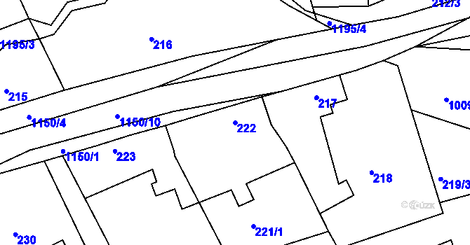 Parcela st. 222 v KÚ Štěnovice, Katastrální mapa