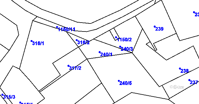 Parcela st. 240/1 v KÚ Štěnovice, Katastrální mapa