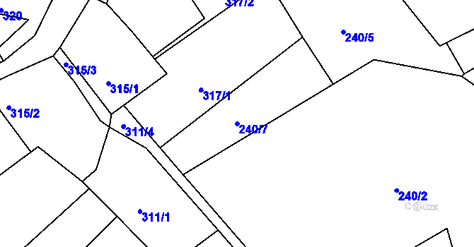 Parcela st. 240/7 v KÚ Štěnovice, Katastrální mapa