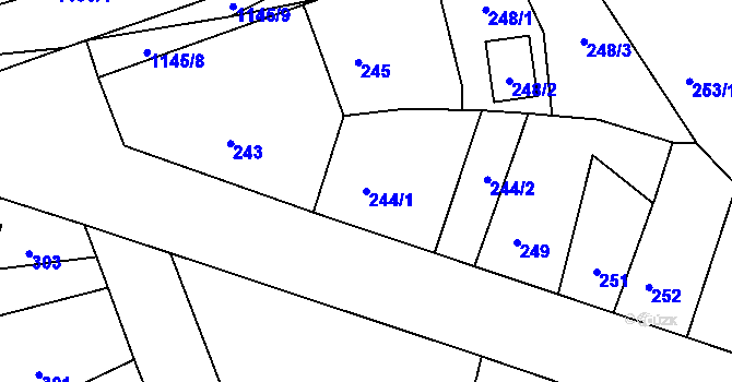 Parcela st. 244/1 v KÚ Štěnovice, Katastrální mapa