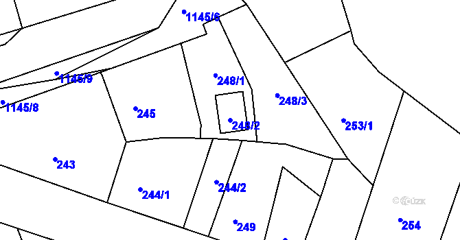 Parcela st. 248/2 v KÚ Štěnovice, Katastrální mapa