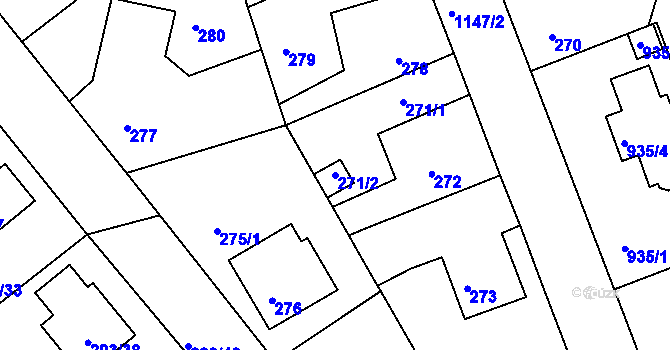 Parcela st. 271/2 v KÚ Štěnovice, Katastrální mapa