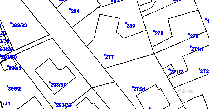 Parcela st. 277 v KÚ Štěnovice, Katastrální mapa