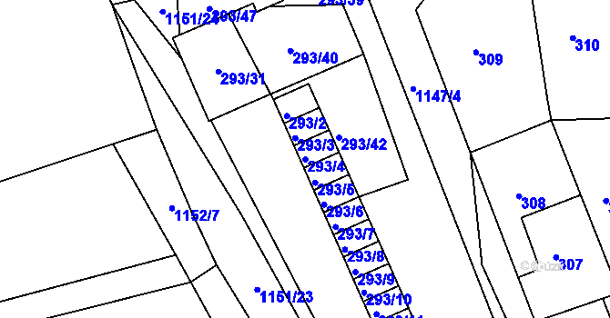 Parcela st. 293/4 v KÚ Štěnovice, Katastrální mapa