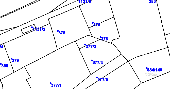 Parcela st. 377/3 v KÚ Štěnovice, Katastrální mapa