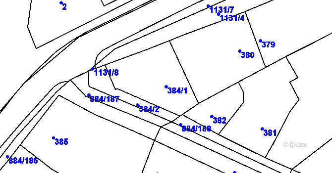 Parcela st. 384/1 v KÚ Štěnovice, Katastrální mapa