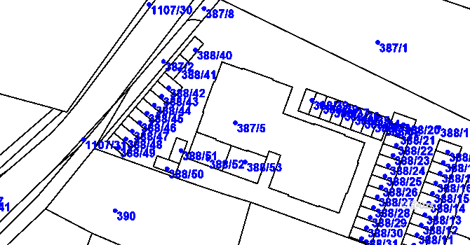 Parcela st. 387/5 v KÚ Štěnovice, Katastrální mapa