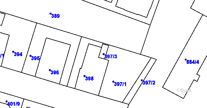 Parcela st. 397/3 v KÚ Štěnovice, Katastrální mapa