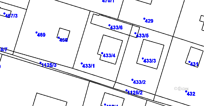 Parcela st. 433/4 v KÚ Štěnovice, Katastrální mapa