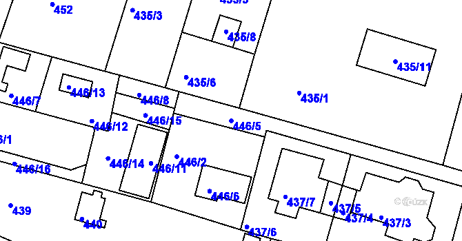 Parcela st. 446/5 v KÚ Štěnovice, Katastrální mapa