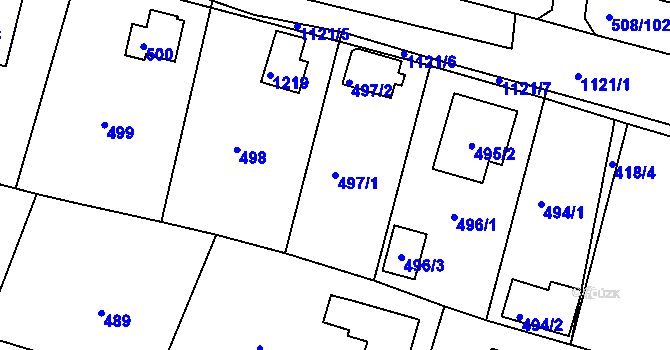 Parcela st. 497/1 v KÚ Štěnovice, Katastrální mapa