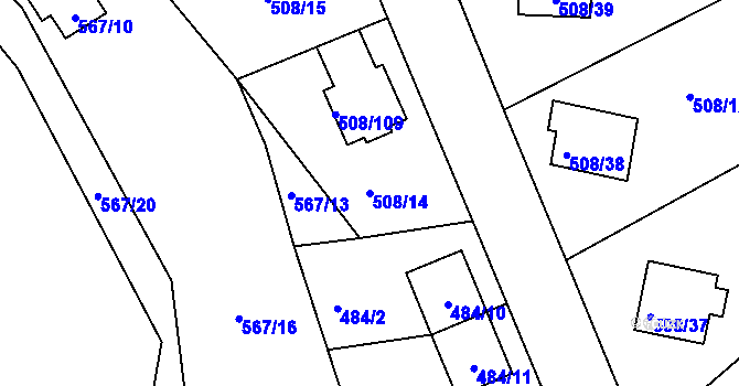 Parcela st. 508/14 v KÚ Štěnovice, Katastrální mapa