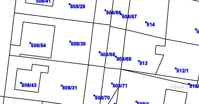 Parcela st. 508/68 v KÚ Štěnovice, Katastrální mapa