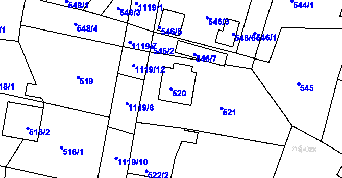 Parcela st. 520 v KÚ Štěnovice, Katastrální mapa
