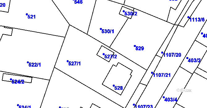 Parcela st. 527/2 v KÚ Štěnovice, Katastrální mapa