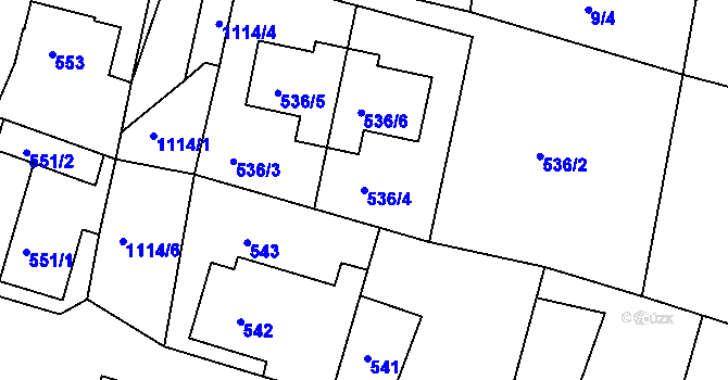 Parcela st. 536/4 v KÚ Štěnovice, Katastrální mapa