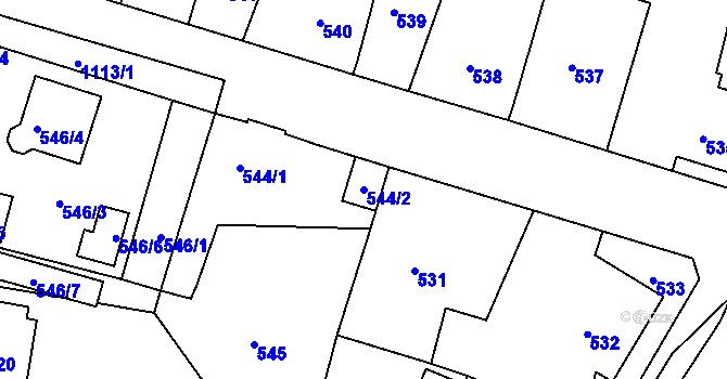 Parcela st. 544/2 v KÚ Štěnovice, Katastrální mapa